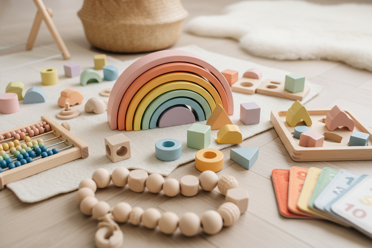 montessori playful background scattered around